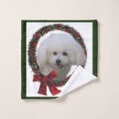 La couronne de Noël de Bichon Frise (Gant de toilette)
