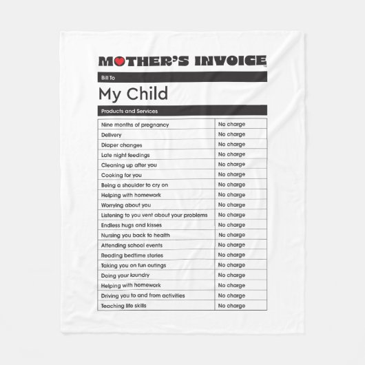 La couverture de la facture de la Fête des Mères - (Devant)