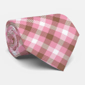 La cravate de plaid des hommes de brun, roses et (Roulé)