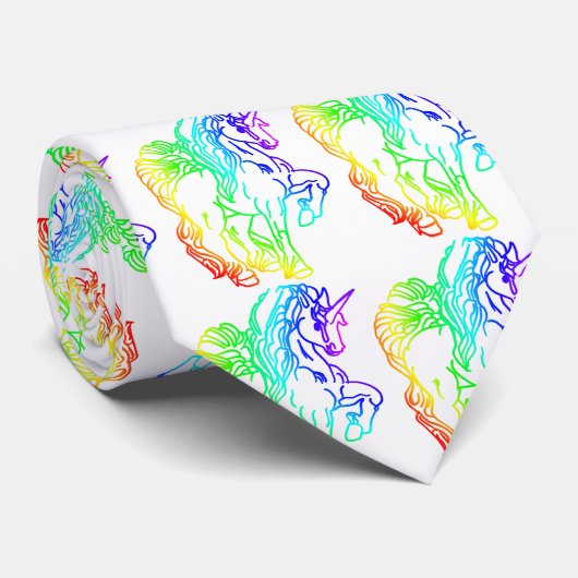 La cravate des hommes de licorne d'arc-en-ciel (Roulé)