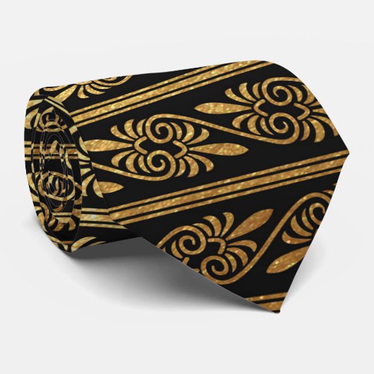 La cravate d'or de motif des hommes noirs d'art (Roulé)