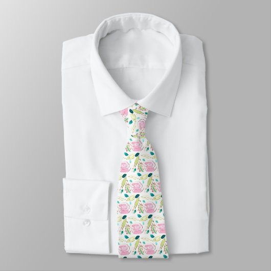 La cravate en soie des hommes, fleurs, pastels (Attaché)