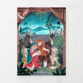 La crèche religieuse Carte photo de Noël (Page de couverture)