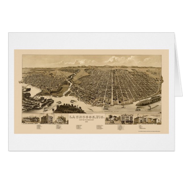 La Crosse, WI Panoramic Map -1887 (Voorkant Horizontaal)