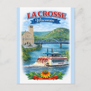 La Crosse, WI Schitterende Wisconsin-prentbriefkaa Briefkaart