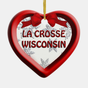 La Crosse Wisconsin Coeur Noël Ornement