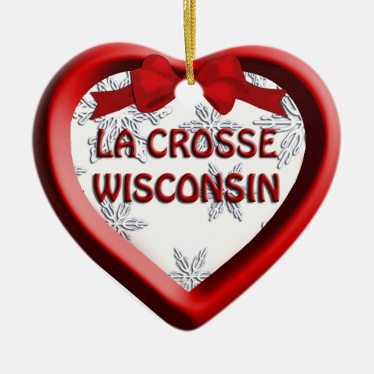 La Crosse Wisconsin Heart kerstversiering Keramisch Ornament (Voorkant)