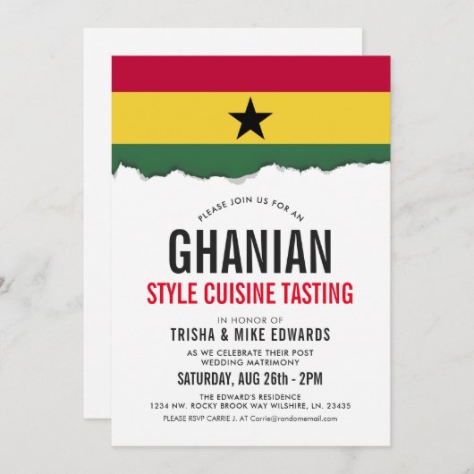 La Cuisine À Thème Ghanéenne| Invitation du drapea (Devant / Derrière)