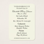 La dame de Knock Baptême Christening Carte de souv (Dos)