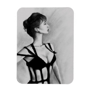 La Dame d'origine Art Portrait Magnet de dessin