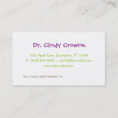 La dent mignonne de coeur de carte de visite (Dos)