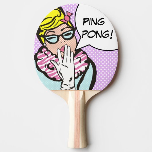 La-Di-Da Lady Pop Art Ping Pong Paddle Tafeltennisbatje (Voorkant)