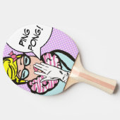 La-Di-Da Lady Pop Art Ping Pong Paddle Tafeltennisbatje (Zijkant)