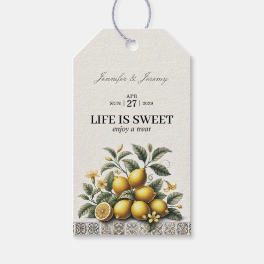 La Dolce Lemons Bruiloftsfeest Cadeaulabel (Voorkant)