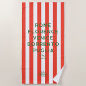 La Dolce Vita 5 bestemmingen Red Italy Stripe Strandlaken (Voorkant)