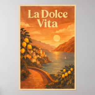 La Dolce Vita – Affiche de voyage rétro sur la côt
