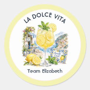 La Dolce Vita Amalfi Coast Team Bruid Afscheid Ronde Sticker