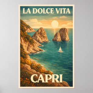 La Dolce Vita - Capri Reisposter uit vroeger tijde Poster
