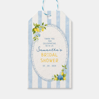 La dolce vita citroenen blauwe hortensia bruidsdou cadeaulabel
