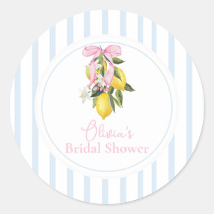La Dolce Vita citroenen roze strik bruidsdouche Ronde Sticker
