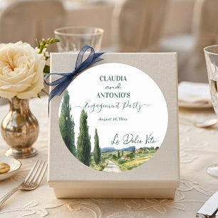 La Dolce Vita Elegant Verlovingsfeest Ronde Sticker
