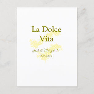La Dolce Vita geel bruidspaar Naam datum glitter Briefkaart