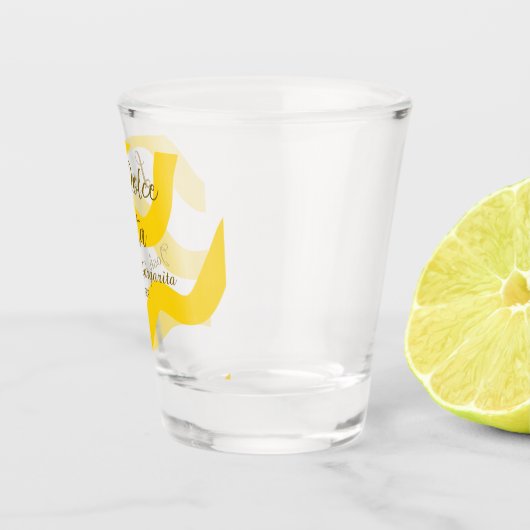 La Dolce Vita geel bruidspaar Naam datum glitter Shot Glas (Rechts)