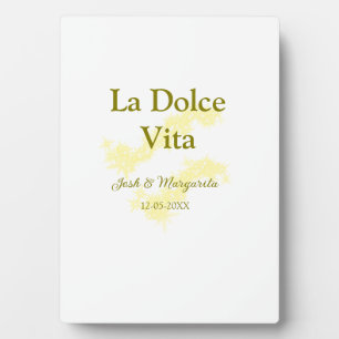 La Dolce Vita gele trouwkoppel Naam datum glit Fotoplaat