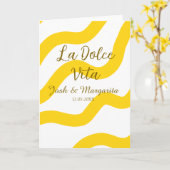 La Dolce Vita gele trouwkoppel Naam datum glit Kaart (Gele Bloem)