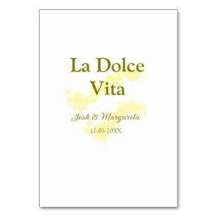 La Dolce Vita gele trouwkoppel Naam datum glit Kaart