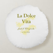 La Dolce Vita gele trouwkoppel Naam datum glit Rond Kussen (Achterkant)