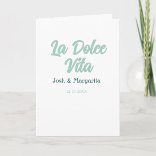 La Dolce Vita groen blauw pastel naam datum bruilo Kaart