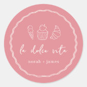 "La Dolce Vita" Handgeschreven Vrijgezellenfeest Ronde Sticker (Voorkant)