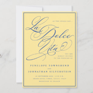 La Dolce Vita Invitation Mariage Jaune Citron Bleu