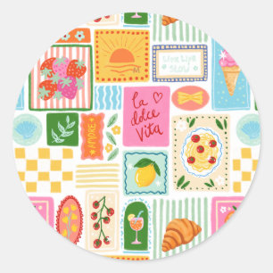 La Dolce Vita Italiaans Frans Gepersonaliseerd Kle Ronde Sticker