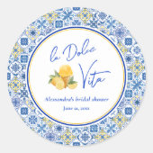 La Dolce Vita Italiaans Zomer Vrijgezellenfeest Ronde Sticker (Voorkant)