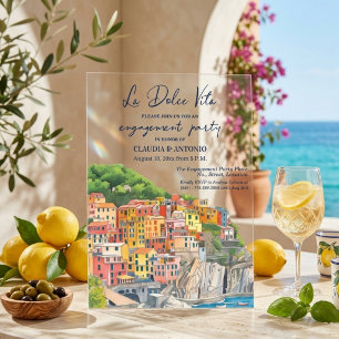 La Dolce Vita Italiaanse Rivièra Verlovingsfeest Acryl Uitnodigingen