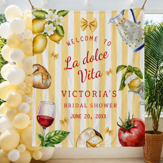 La Dolce Vita Italian Bridal Shower Party Backdrop Wandkleed