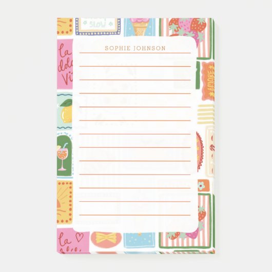 La Dolce Vita Italian French Personalized Girly Post-it® Notes (Voorkant)