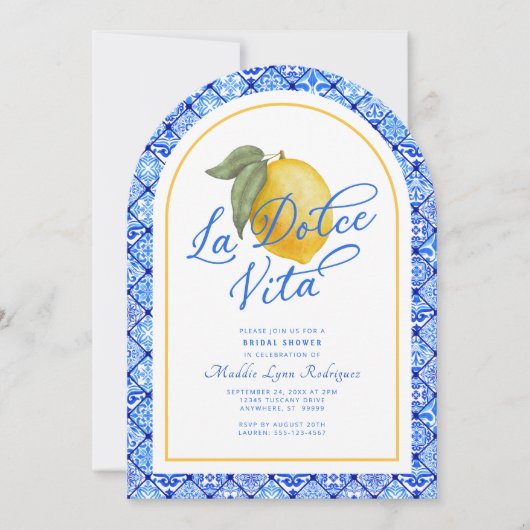 La Dolce Vita Italie Invitation de douche nuptiale (Devant)