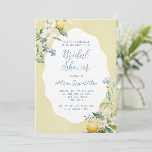 La Dolce Vita Lemon Bridal Shower Invitation Kaart (Staand voorkant)
