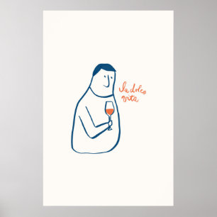 La Dolce Vita Man Rood Wijnglas Print Elegant