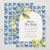 La Dolce Vita Mediterranean Lemon Save the Date Kaart (Voorkant / Achterkant)