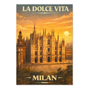 La Dolce Vita - Milaan Reisposter Antiek Design Foto Afdruk