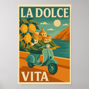 La Dolce Vita – Retro Italiaanse kust Reisposter Poster