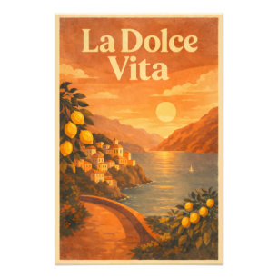 La Dolce Vita – Retro Reisposter Italiaanse kust Foto Afdruk