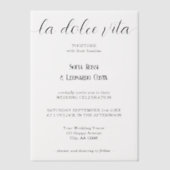 La Dolce Vita Script Elegante Italiaanse bruiloft Vellum Uitnodigingen (Voorkant)