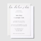 La Dolce Vita Script Elegante Italiaanse bruiloft Vellum Uitnodigingen (Offset)