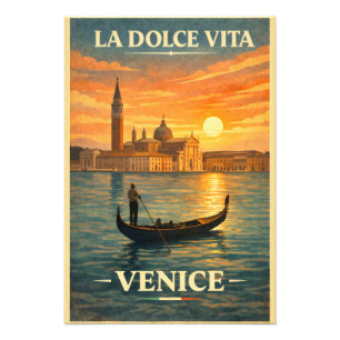 La Dolce Vita - Venetië Vintage Reisposter Foto Afdruk