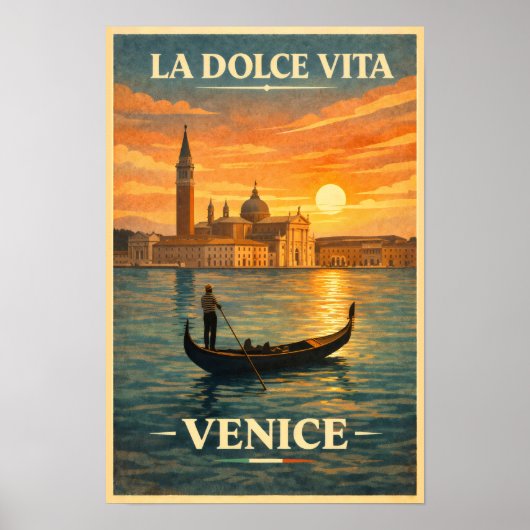 La Dolce Vita - Venice Vintage Travel Poster (Devant)